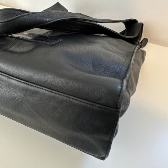 Fossil Leather Tote Purse Shoulder Bag Black Double Handle Large - Picture 12 of 16